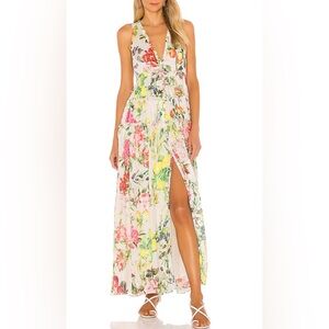 ROCOCO SAND Lulu Maxi Dress Floral Fruits Metallic Large